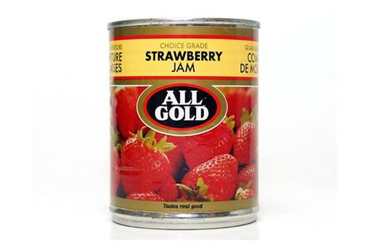 All Gold Strawberry Jam can