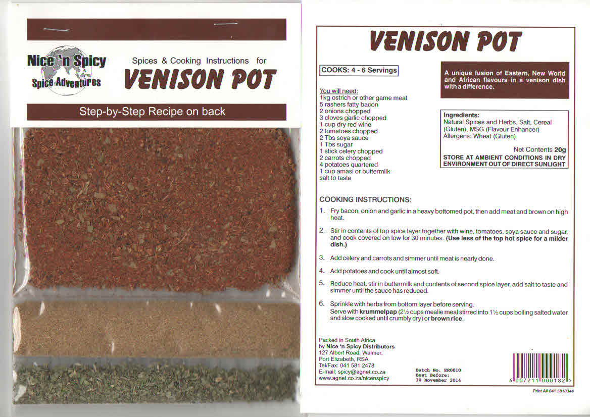 Nice N Spicy Venison Pot Curry Spice 50g